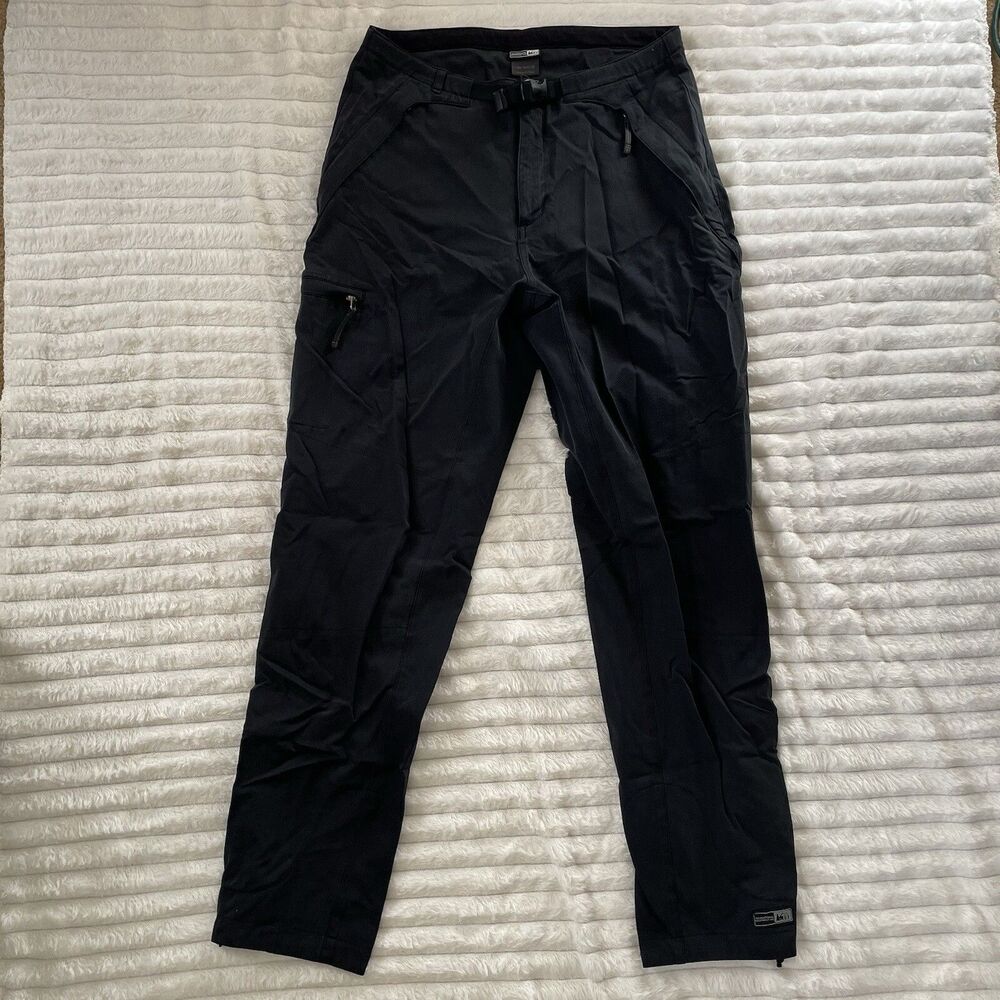 REI Black Hiking Pants Women 12 Pull-On Belted Hook and Loop Zip Ankle Pockets